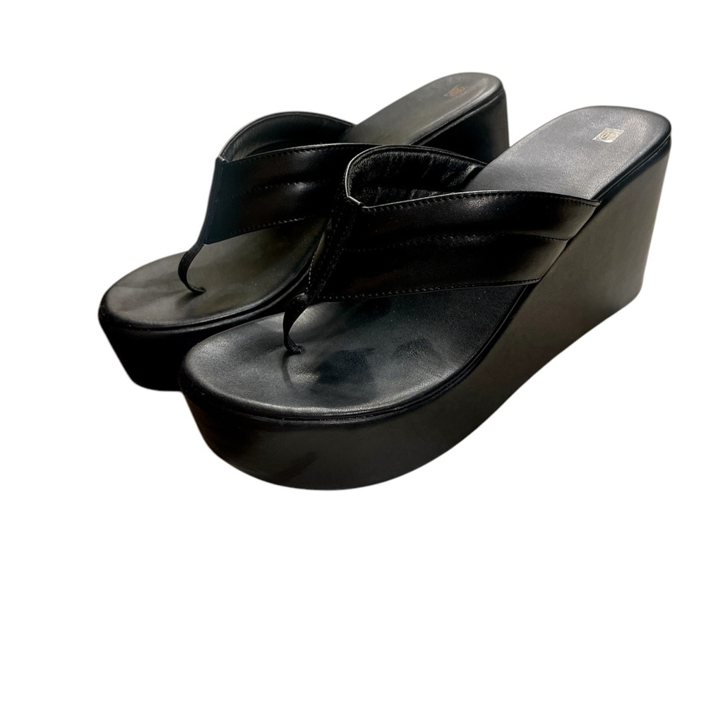 Plat form Black Wedge Sandals